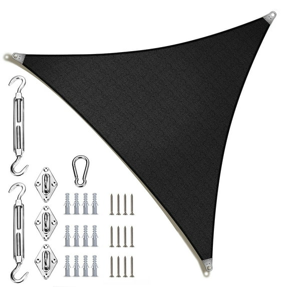 ColourTree Triangle Super Ring Shade Sail with 10" Hardware Kit, Breathable 260GSM Fabric, Reinforced Edges
