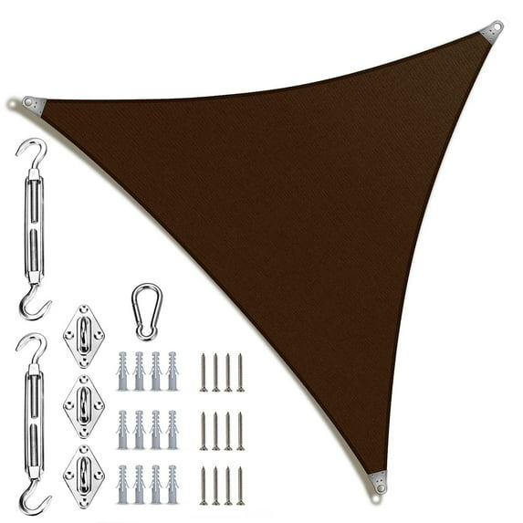 ColourTree Triangle Super Ring Shade Sail with 10" Hardware Kit, Breathable 260GSM Fabric, Reinforced Edges