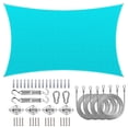 thumbnail image 1 of ColourTree Turquoise Rectangle Sun Shade Sail Canopy with Hardware Kit + Cables - UV Block, Water Permeable, Heavy-Duty Outdoor Awning for Patio, Garden, Yard, 1 of 10