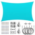 thumbnail image 1 of ColourTree Turquoise Rectangle Sun Shade Sail Canopy with Hardware Kit Winch Set - UV Block, Water Permeable, Heavy-Duty Outdoor Awning for Patio, Garden, Yard, 1 of 11