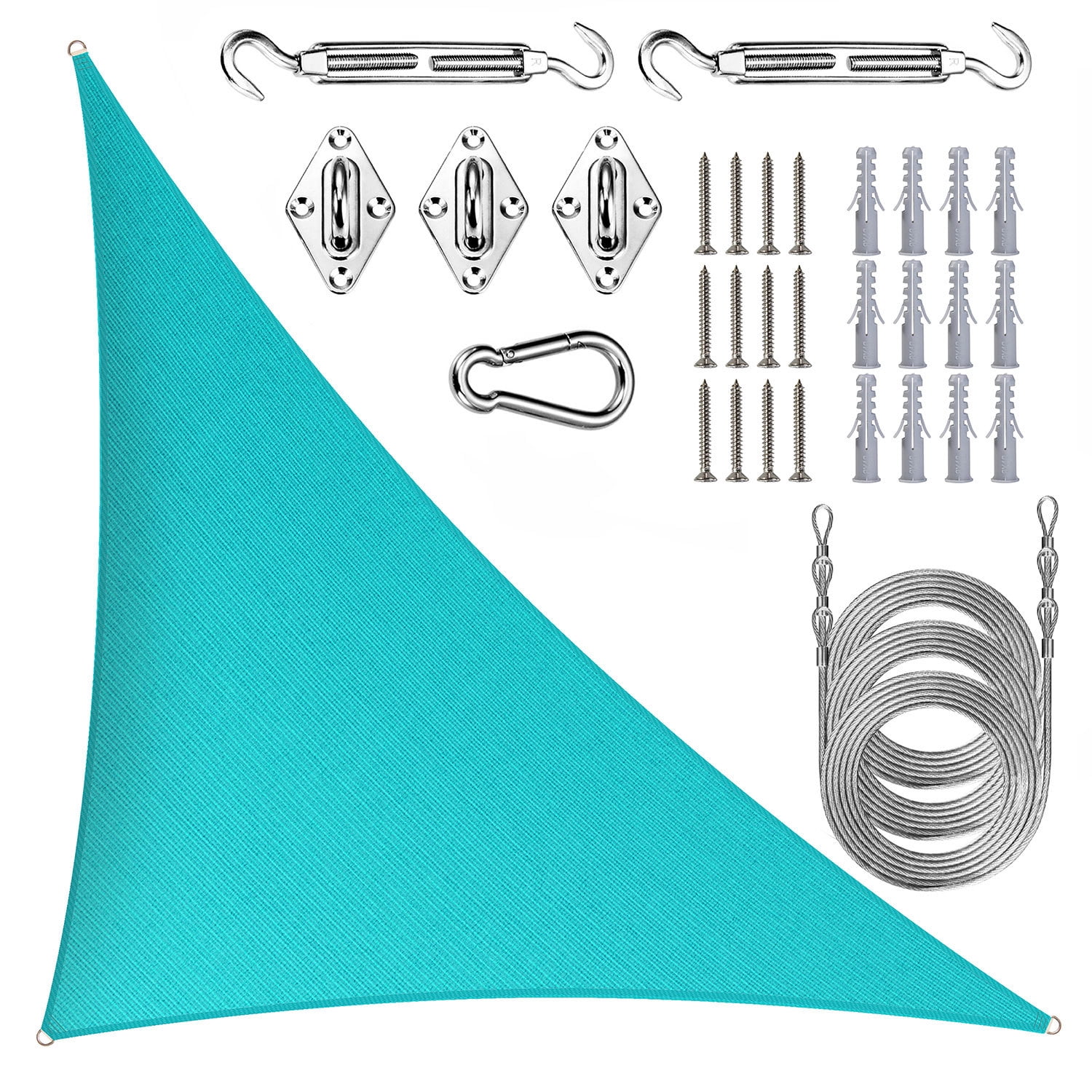 Tree Shade Kit ColourTree Turquoise Triangle Sun Shade Sail Canopy with Hardware Kit ...