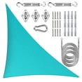 thumbnail image 1 of ColourTree Turquoise Triangle Sun Shade Sail Canopy with Hardware Kit + Cables - UV Block, Water Permeable, Heavy-Duty Outdoor Awning for Patio, Garden, Yard, 1 of 10