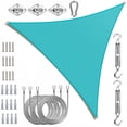 thumbnail image 1 of ColourTree Turquoise Triangle Sun Shade Sail Canopy with Hardware Kit + Cables - UV Block, Water Permeable, Heavy-Duty Outdoor Awning for Patio, Garden, Yard, 1 of 10