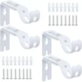 thumbnail image 1 of ColourTree White 4 Pack Adjustable Curtain Rod Bracket,Wall Bracket for Mount,Metal Curtain Rod Wall Bracket , Durable and Stable, 1 of 4