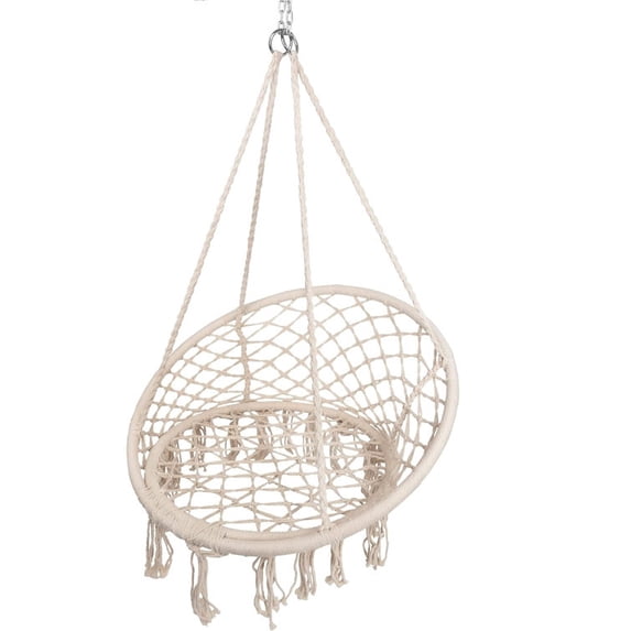 ColourTree White Claes Hammock Chair Macrame Swing Chair for Indoor and Outdoor Use