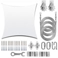 thumbnail image 1 of ColourTree White Rectangle Sun Shade Sail Canopy with Hardware Kit Winch Set - UV Block, Water Permeable, Heavy-Duty Outdoor Awning for Patio, Garden, Yard, 1 of 11