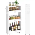thumbnail image 1 of ColourTree White Slim Storage Rolling Cart, 4-Tier Side Out Shelving Unit with Handle, Mobile Organizer Utility Cart on Wheels for Laundry, Bathroom, Office, Kitchen, Narrow Places, 1 of 7