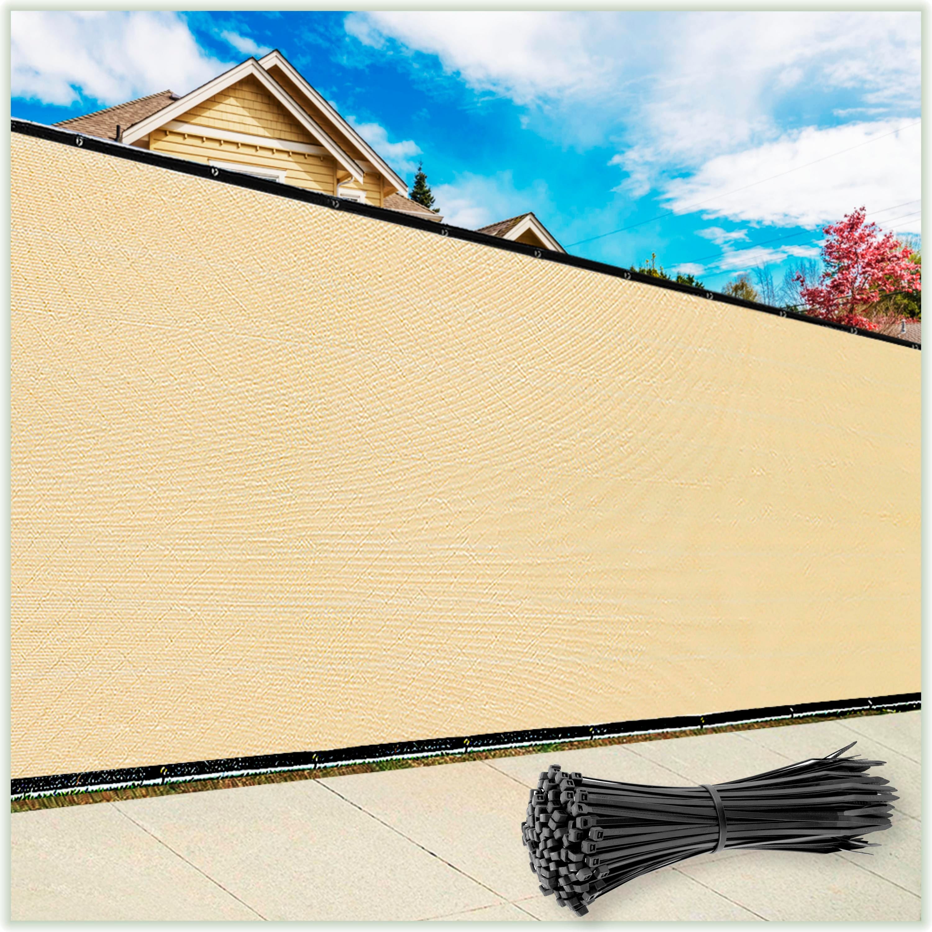 Beige 4' x 10' HDPE Privacy Fence Screen with Reinforced Grommets