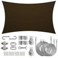 thumbnail image 1 of ColourTreeUSA  Rectangle Sun Shade Sail 190 GSM HDPE with Winch Hardware Installation Kit 10' x 16' - Brown, 1 of 5