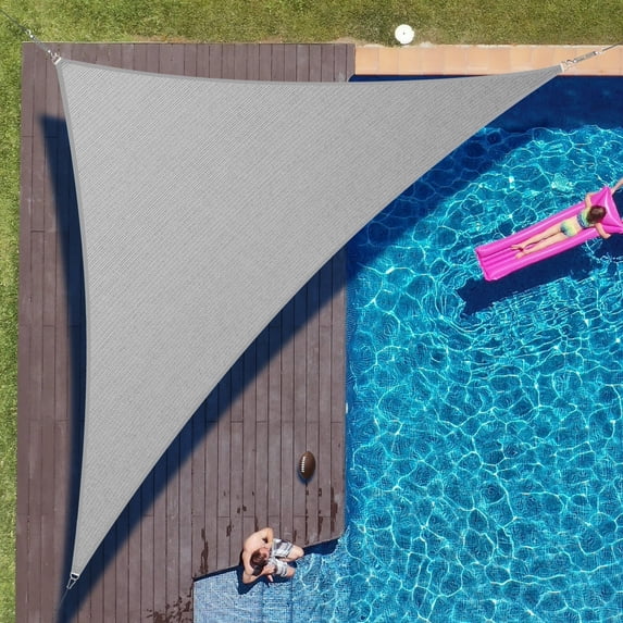 ColourTree 16' x 16' x 22.6' Gray Right Triangle Sun Shade Sail Canopy Mesh Fabric UV Block - Commercial Heavy Duty - 190 GSM - 3 Years Warranty ( We Make Custom Size )