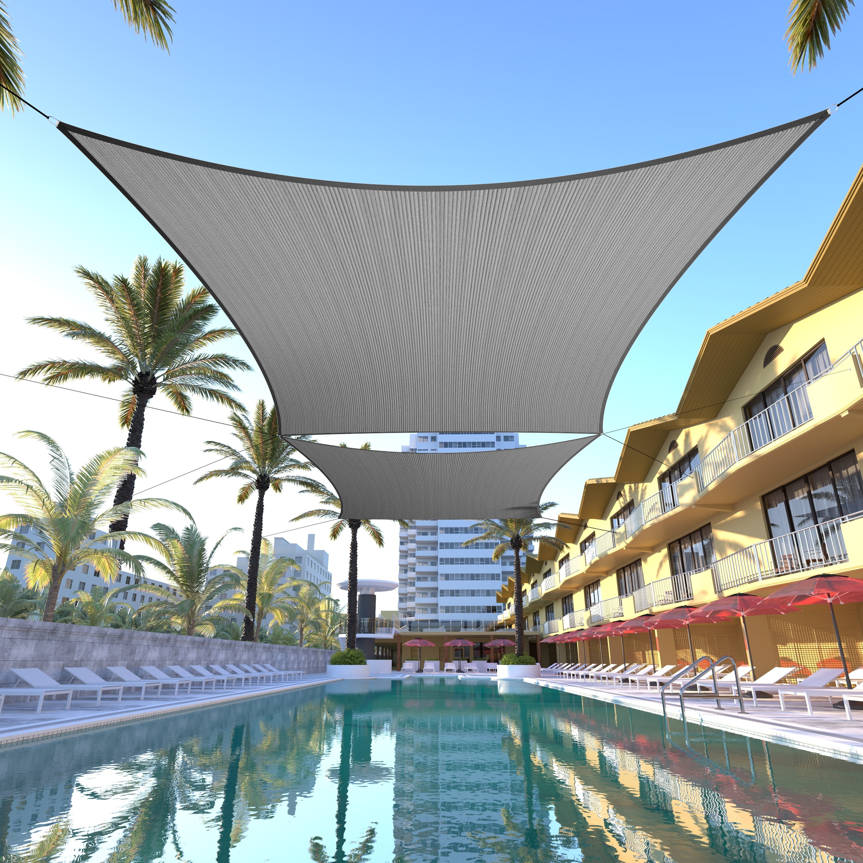 10' x 13' Grey HDPE Rectangle Sun Shade Sail Canopy