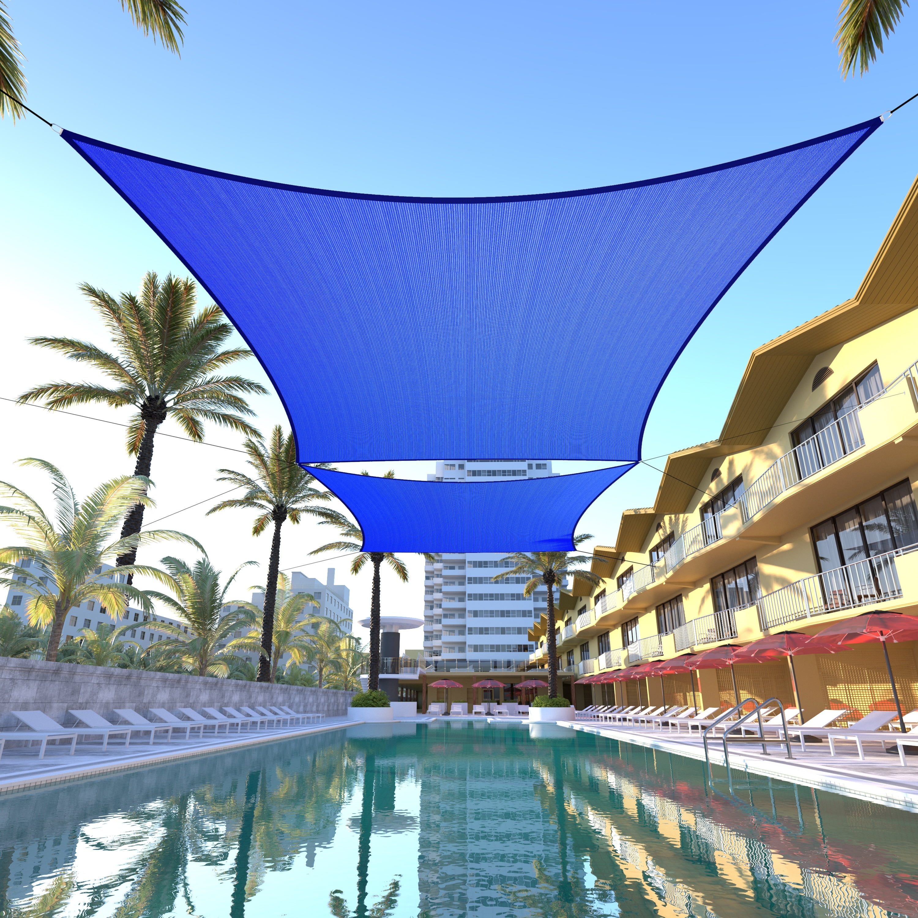 Blue 12' x 20' HDPE Rectangle Sun Shade Sail Canopy