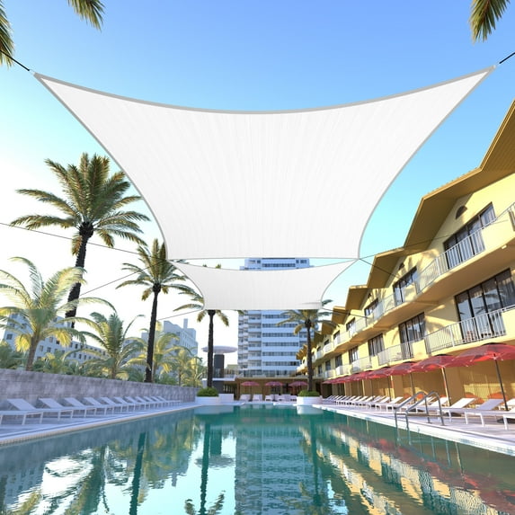 ColourTreeUSA Rectangle Sun Shade Sail HDPE Mesh Fabric Screen Canopy UV Block 190 GSM 14' x 16' - White