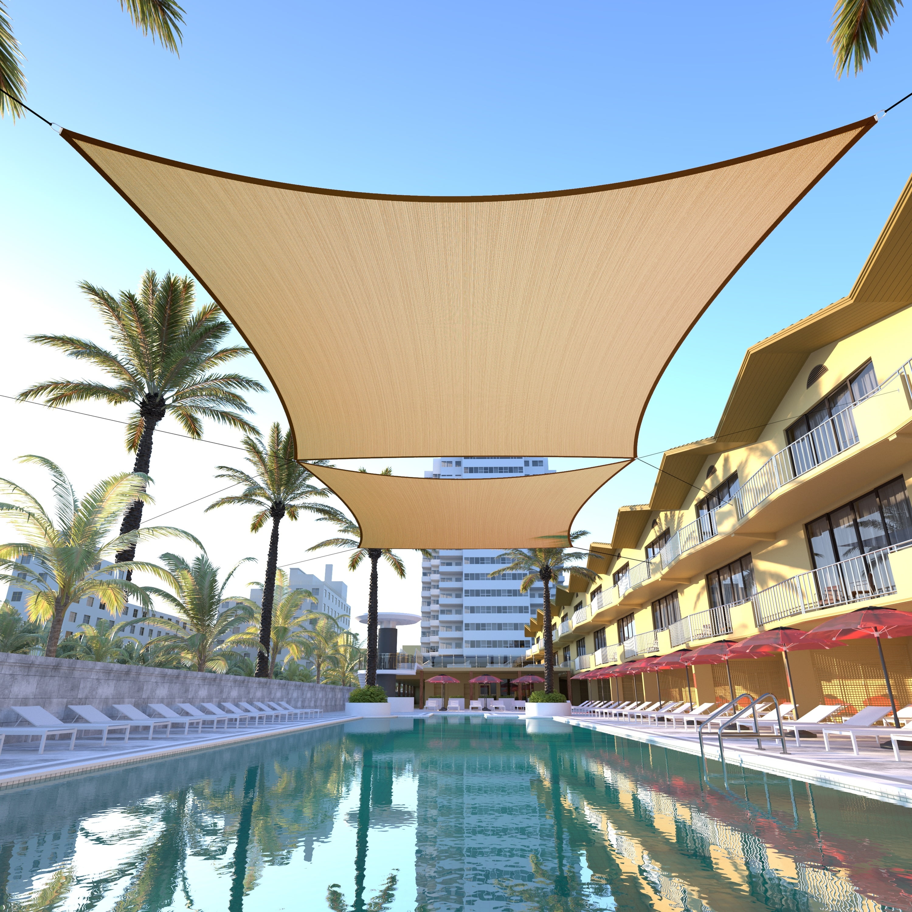 Sand Beige 16' x 20' HDPE Rectangle Sun Shade Sail Canopy