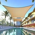 thumbnail image 1 of ColourTreeUSA  Rectangle Sun Shade Sail HDPE Mesh Fabric Screen Canopy UV Block 190 GSM 8' x 16' - Sand Beige, 1 of 5