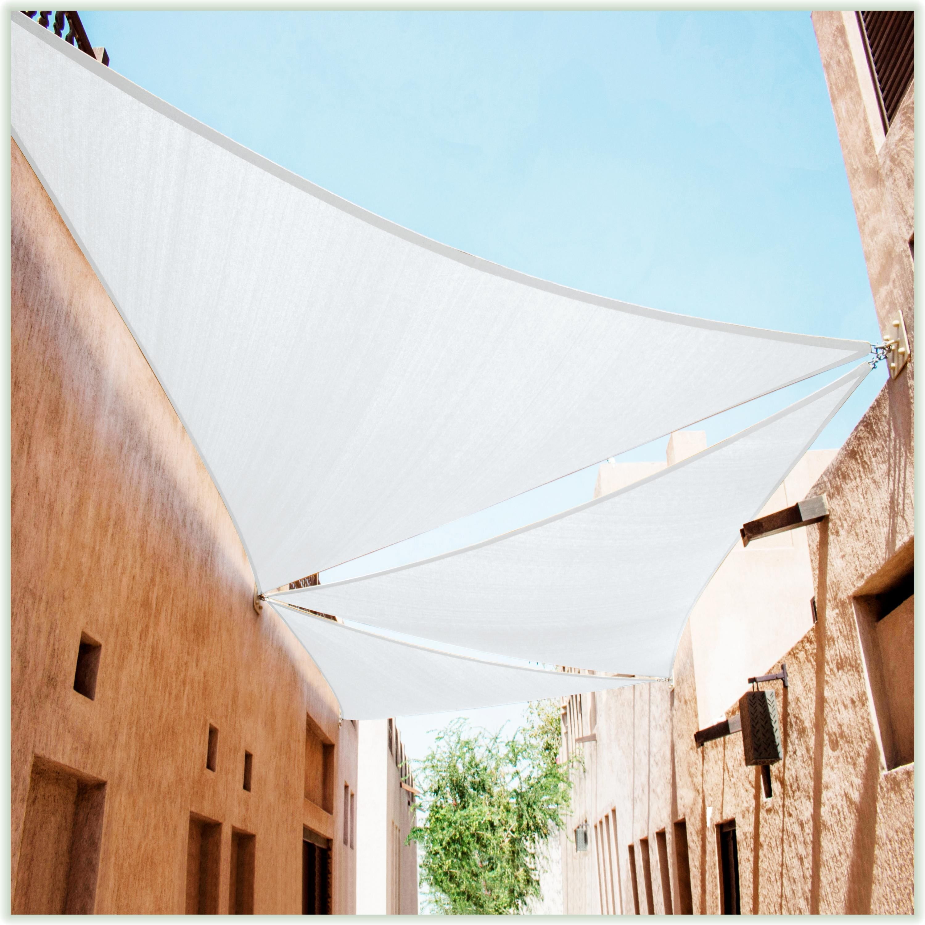 White HDPE Mesh Right Triangle Sun Shade Sail 10' x 10' x 14'