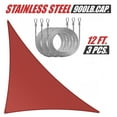 thumbnail image 1 of ColourTreeUSA  Right Triangle Sun Shade Sail w/Cable Ropes HDPE Mesh Fabric Screen Canopy UV Block 190 GSM 14' x 14' x 19.8' - Red, 1 of 5