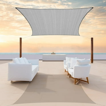 ColourTreeUSA  Square Sun Shade Sail HDPE Mesh Fabric Screen Canopy UV Block 190 GSM 12' x 12' - Grey