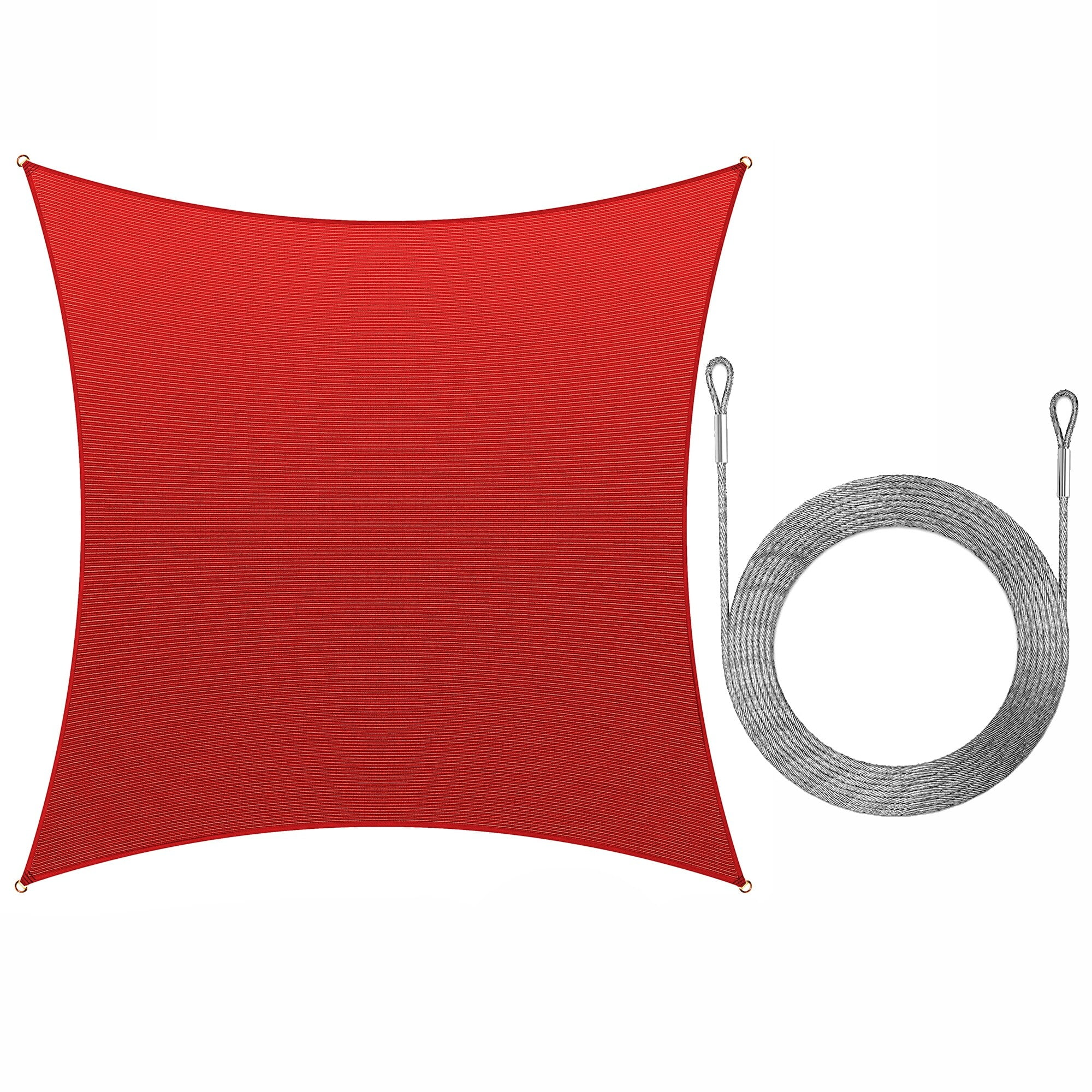 ColourTreeUSA Square Sun Shade Sail w/Cable Ropes HDPE Mesh Fabric