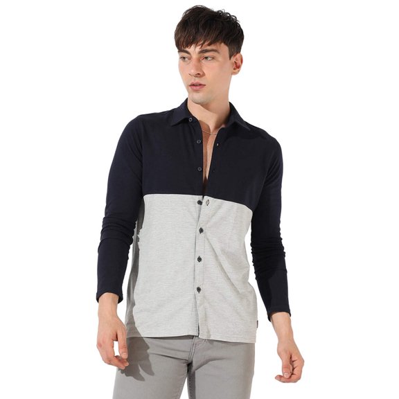 Colourblocked Collared Casual Shirt