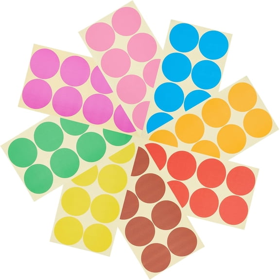 Coloured Dot Stickers 384PCS 5cm Diameter Self Adhesive Round Coding Stickers Labels Circle Reward Craft Stickers 8 Colors for Office School Calendars Map Stickers Mark Bottles Mixed Color