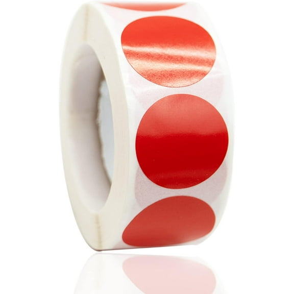 Coloured Dot Stickers 500 Pcs 25mm Red Self Adhesive Circle Sticky Dot Labels Round Coding Stickers Labels Glossy Paper Stickers for DIY Crafts Gift Bags Cards Envelope