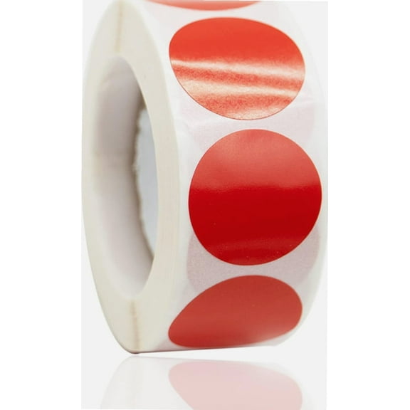 Coloured Dot Stickers 500 Pcs 25mm Red Self Adhesive Circle Sticky Dot Labels Round Coding Stickers Labels Glossy Paper Stickers for DIY Crafts Gift Bags Cards Envelope