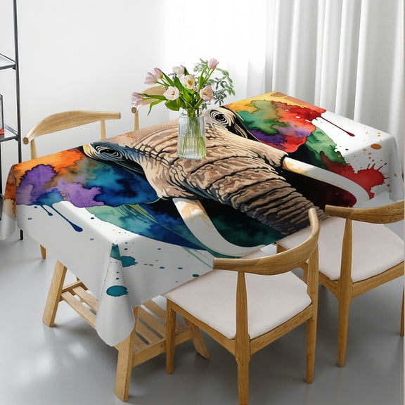 Coloured Elephant Tablecloths for dining table, Festive Table Setting - Kitchen Accessories Rectangular Tablecloth, Cafe, dinner, brunch, buffet, picnic, party