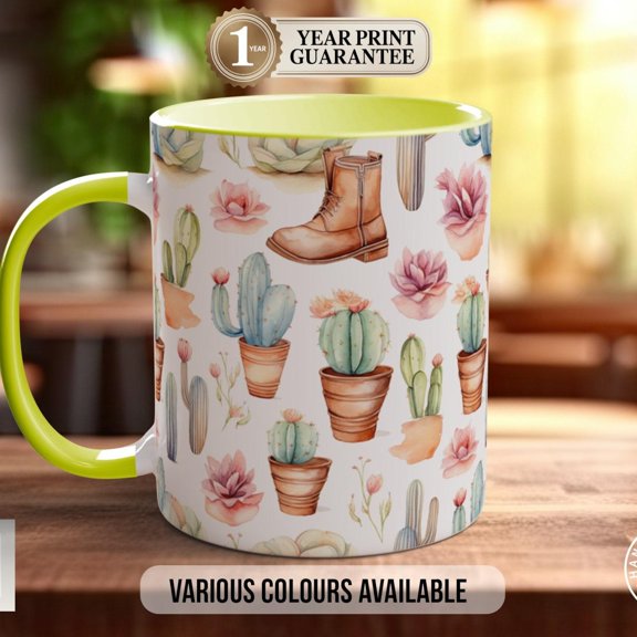 Coloured Floral Western Boho Full Wrap Art Mug - Design 3