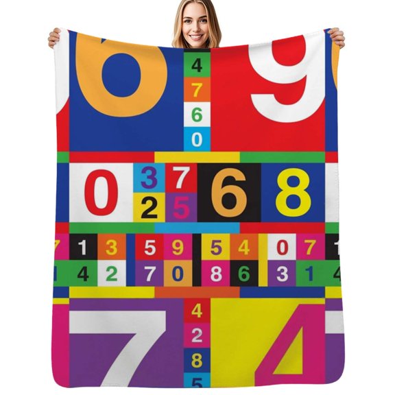 Coloured Numbers Flannel Blanket Warm Soft Bedding Throws Winter Camping Chair Sofa Bed