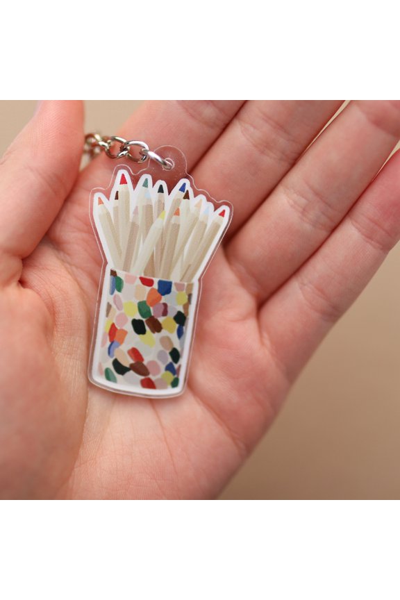 Coloured Pencils Acrylic Keychain | Accessories, Cute book teacher gift, Gift idea, teacher, school, back to school, student, art supplies
