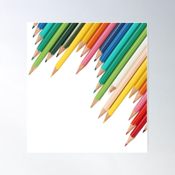 Coloured Pencils Art Drawing Colouring Design Poster Wall Art, Modern Wall Decor For Living Room Bedroom, 12x18 UNFRAMED