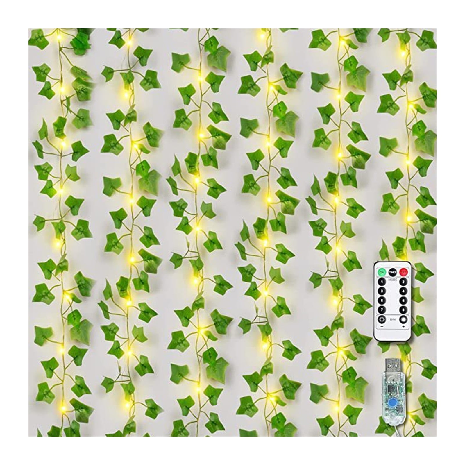 Coloured lantern Artificial Ivy Leaf Plants, LED Ivy Wreath, Green