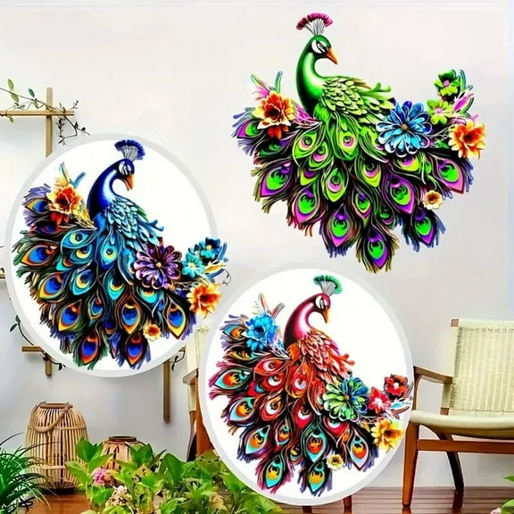 Colourful 2d Metal Peacock Wall Art Outdoor Garden Wall Fence Hanging Decoration Blue Smile Home