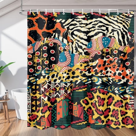 Colourful Abstract Art Shower Curtain Fabric Shower Curtain Set with 12 Hooks Waterproof 72 * 72 Inches for Bathroom Beach Caravan Hotel