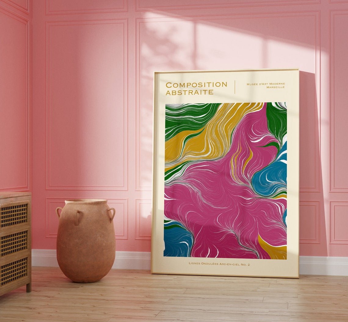 Colourful Abstract Modern Art Poster, Modern Wall Art Print, Living ...