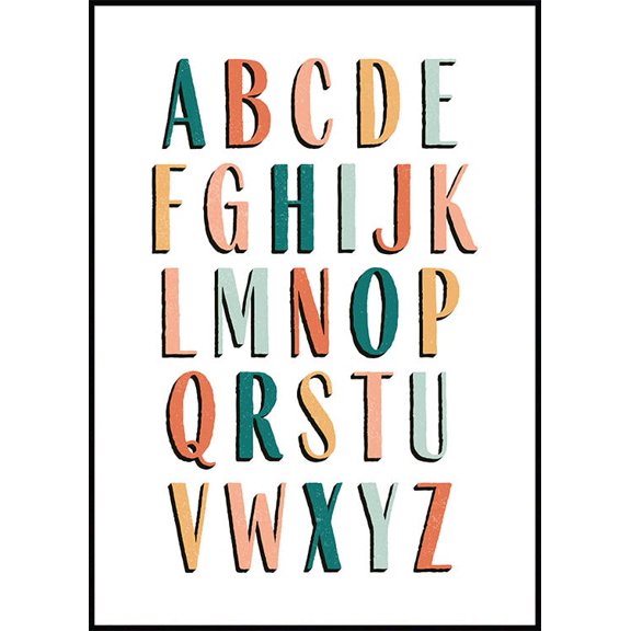 Colourful Alphabet Poster Wall Art, Modern Wall Decor For Living Room Bedroom, 16x24 UNFRAMED