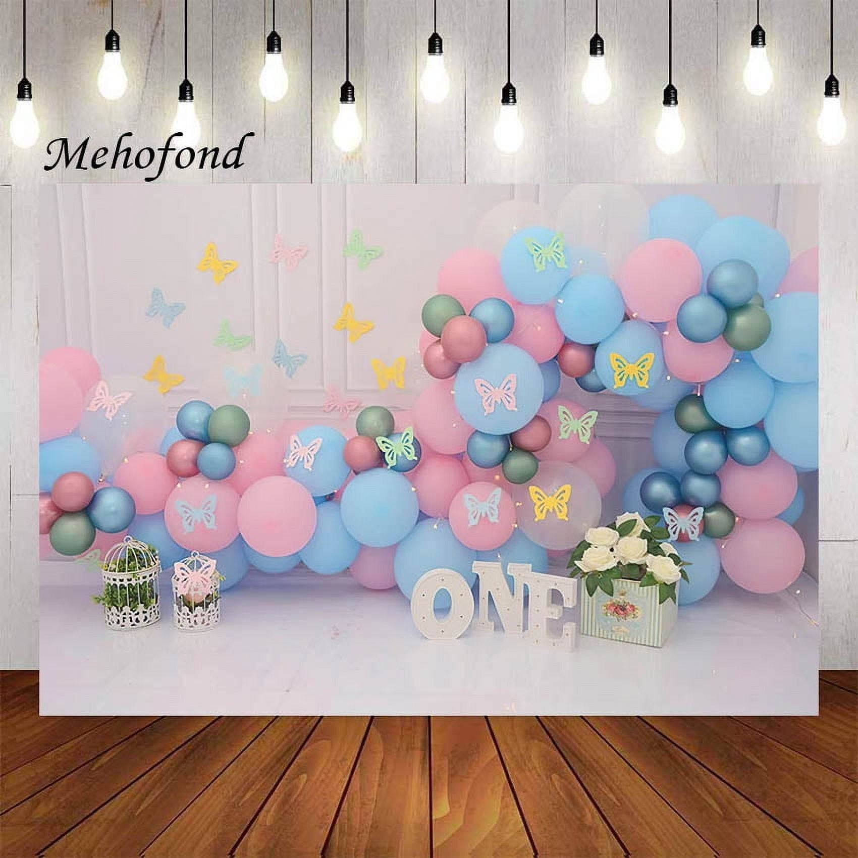 Colourful Balloons Floral Butterfly Girls 1st Birthday Party rations ...