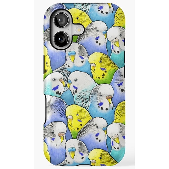 Colourful Budgies Parakeet Bird Pattern Case for iPhone 11 12 13 14 15 16 17 Pro Max