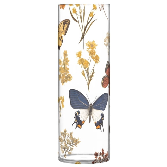 Colourful Butterfies Vase Flower Vase Clear Unbreakable Plastic Tall Decorative 11.8in
