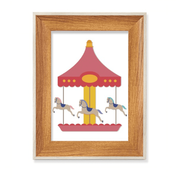 Colourful Carousel musement Park Pattern Desktop Wooden Photo Frame Display Picture Art Painting Multiple Sets