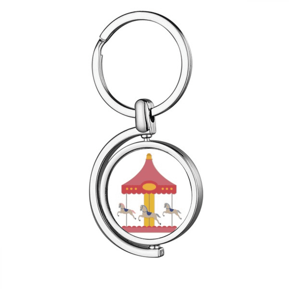 Colourful Carousel musement Park Pattern Rotating Keychain Metal ...