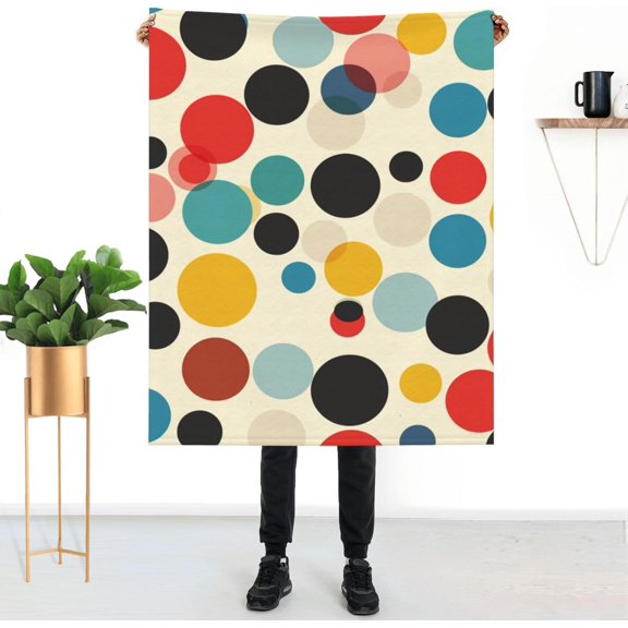 Colourful Dots Print Flannel Blanket 40"x50", Vibrant and Soft Throw Blanket for Modern Home Decor, Perfect for Couch, Bed, or Travel, Ideal for Men, Women, and Teens, Unique Gift Idea