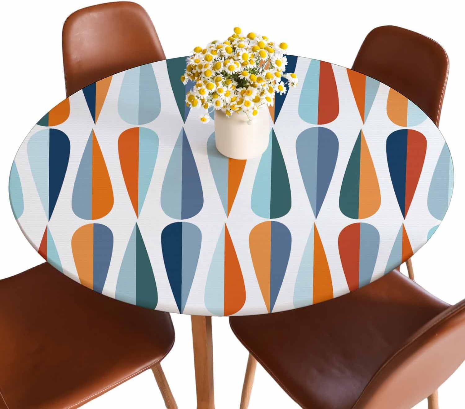 Tablecloth Drop Example Colourful Drop Shapes Tablecloth Round Retro Modern Style Geometric ...