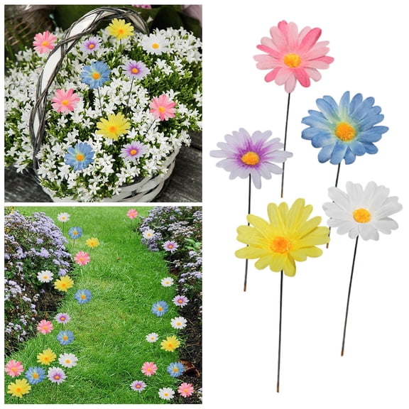 Colourful Flower Stakes Decorative Garden Stakes | Metal Garden Metal Flowers Flower Decoration | Yard Outdoor