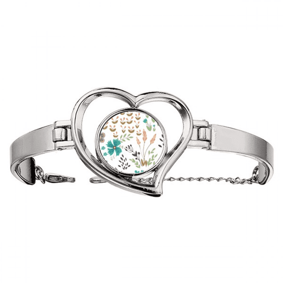 Colourful Flowers Paint Bracelet Heart Jewelry Wire Bangle