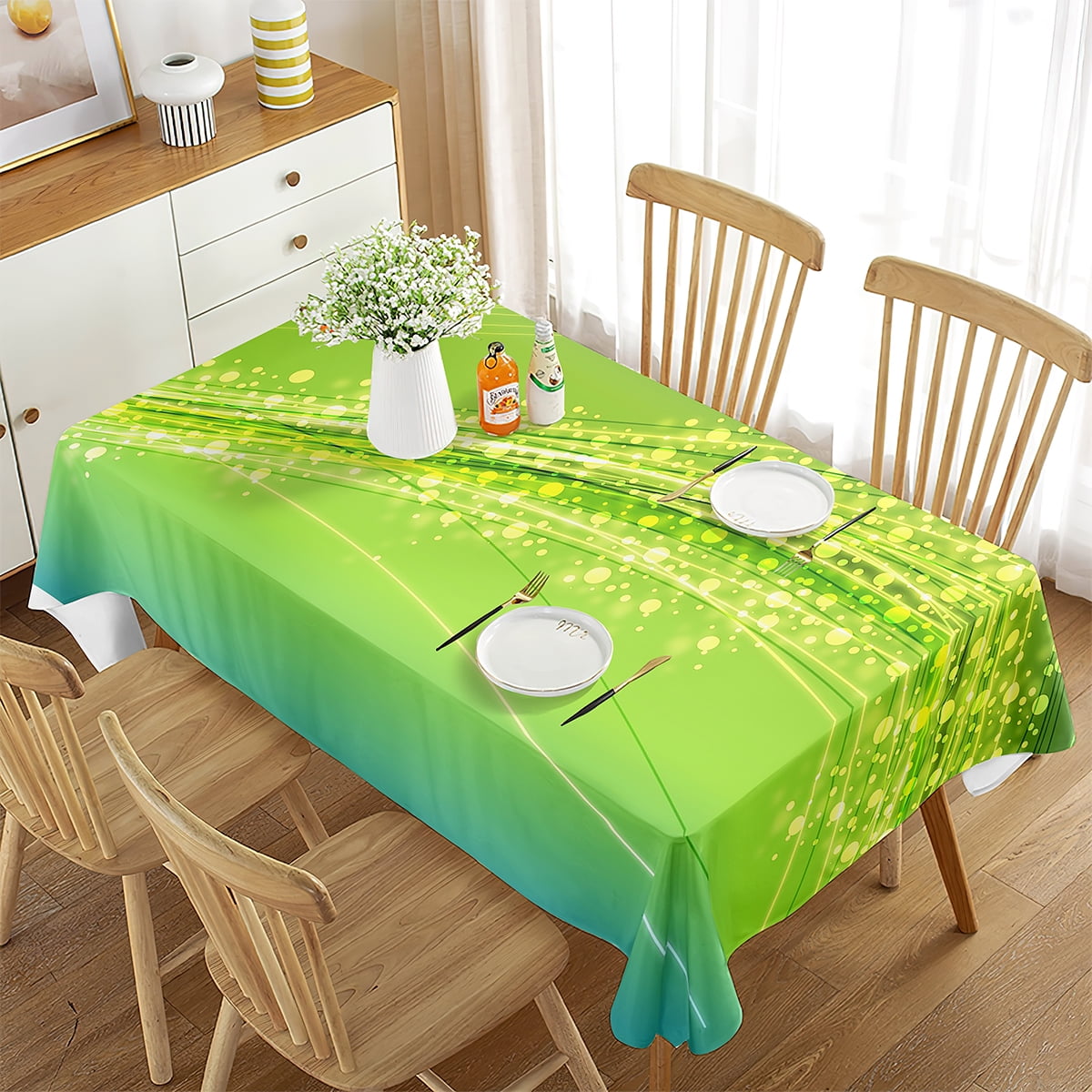 Colourful Flowing Line Swirl Tablecloth Abstract Line Geometric Lines