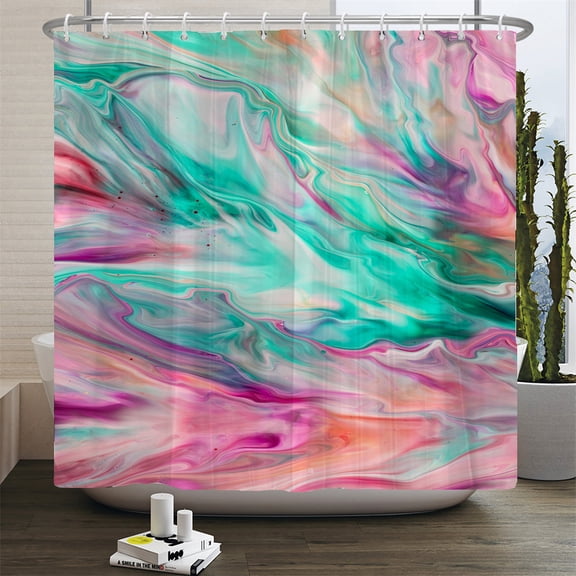 Colourful Gradit Marble Shower Curtain Boho Water-proof Polyester Shower Curtain