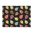 Colourful Ice Cream Print Black Throw Blanket for Couch, Super Soft