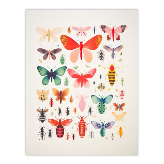 Colourful Insects and Bugs Bright Unframed Wall Art Print Poster Home Decor Premium